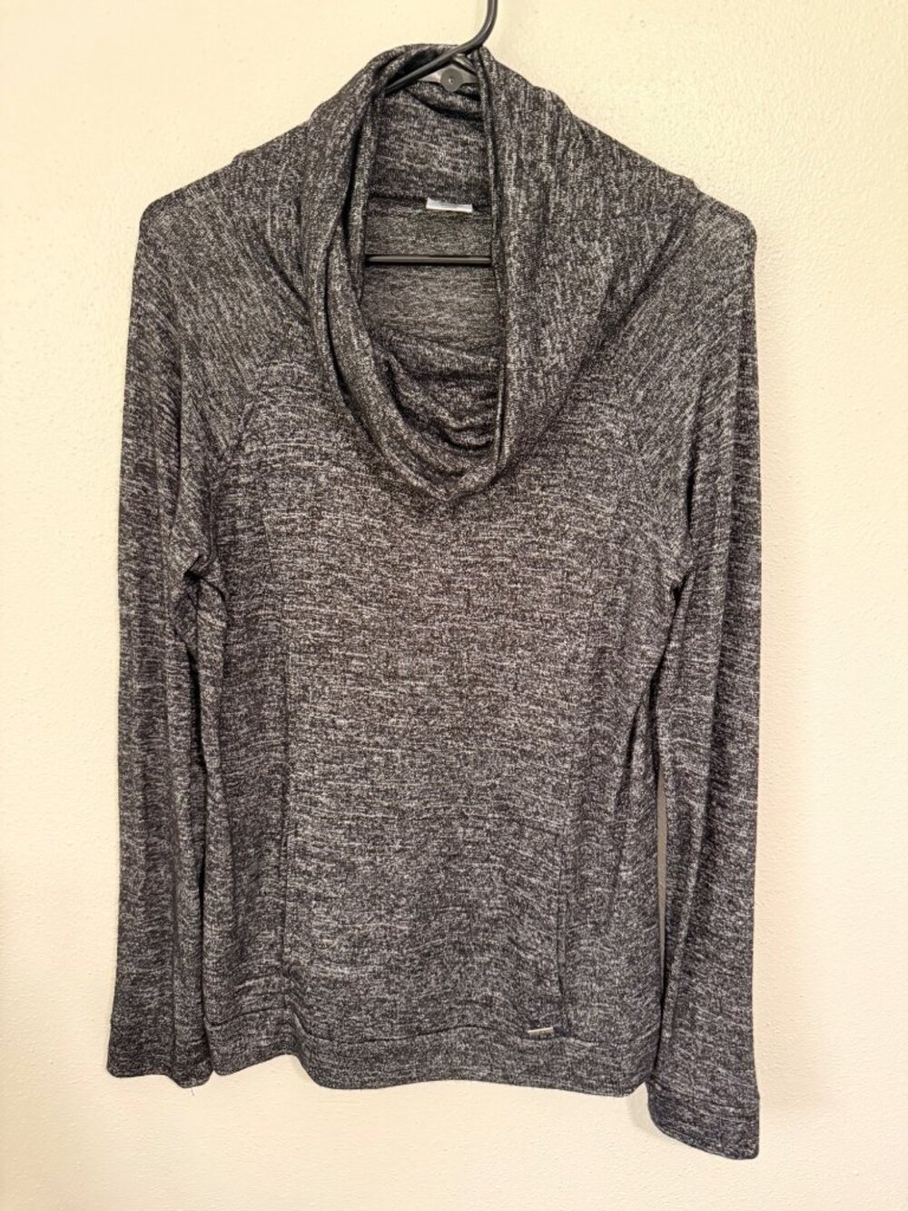 Hello Mello Cowl Neck Top Carefree Threads Lounge Gray Pocket Womans L